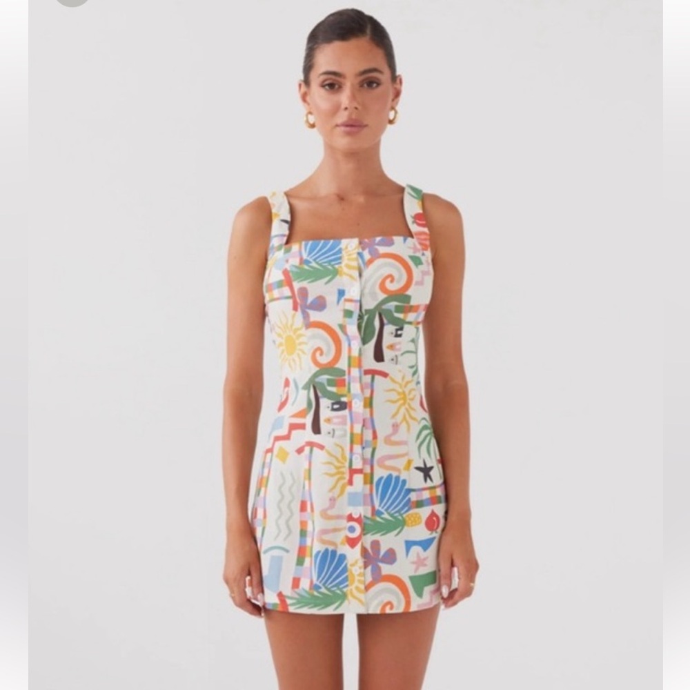 Peppermayo Exclusive - Tori Linen Mini Dress - Summer Palm